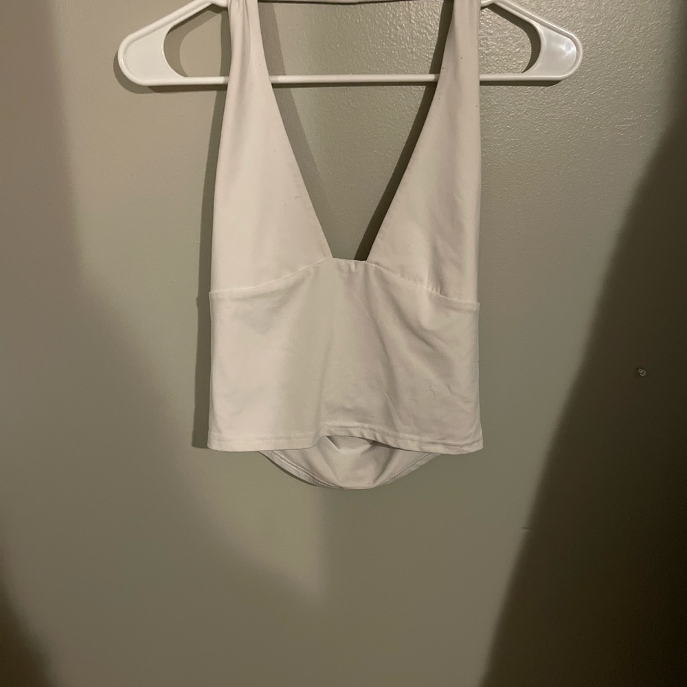 White Halter Neck Women's Top